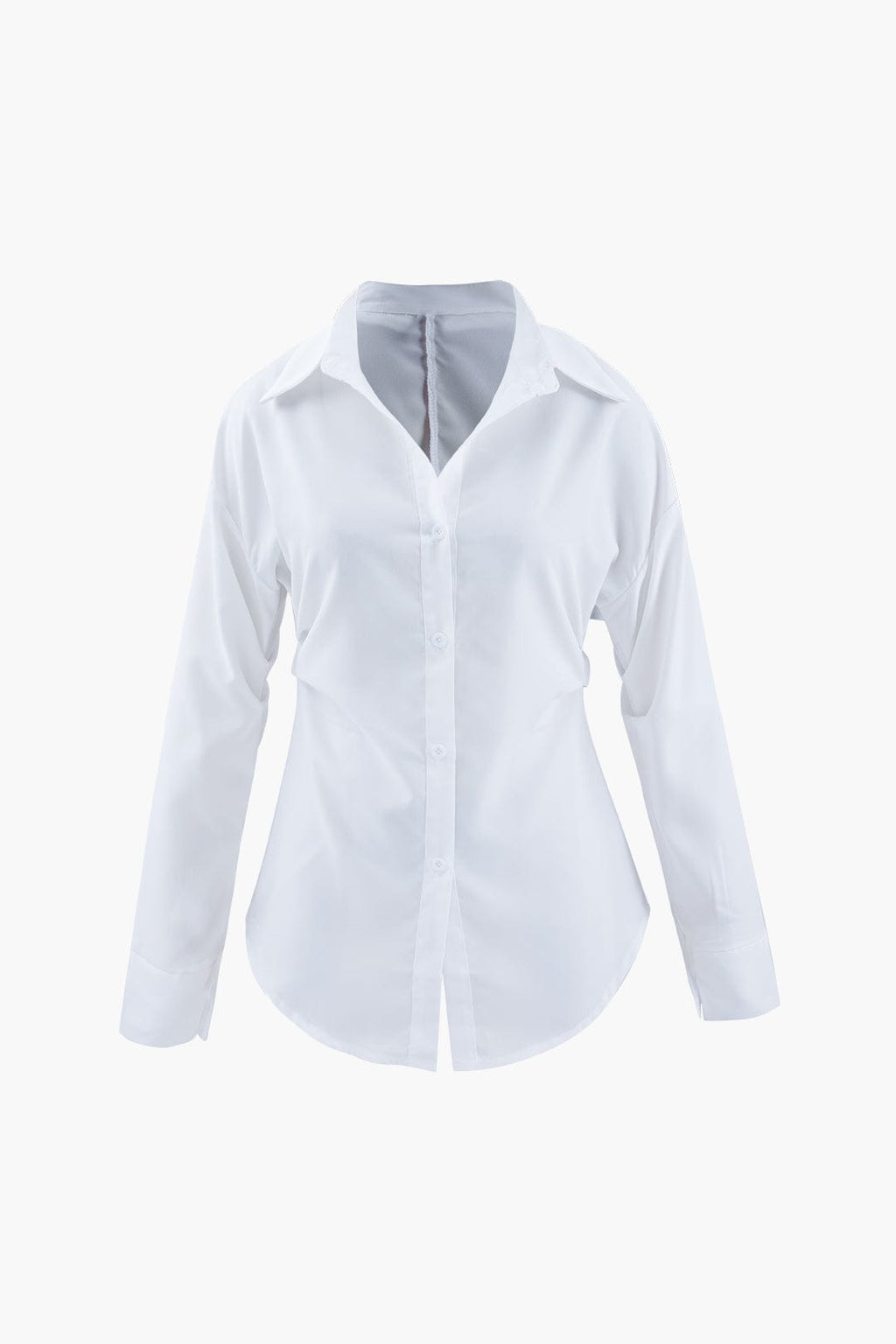 Long Sleeve Blouse For Women With Tailored Fit, Defined Waist, And Classic Collar