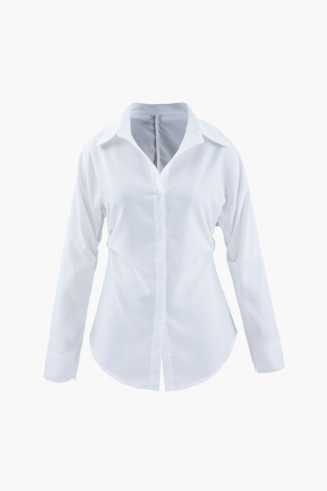 Long Sleeve Blouse For Women With Tailored Fit, Defined Waist, And Classic Collar