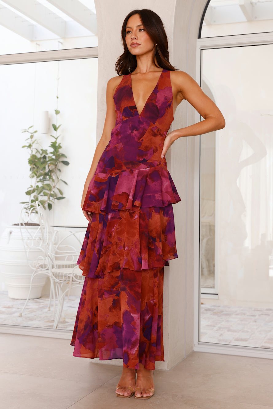 Layered Sleeveless Maxi Dress For Women With V Neck And Open Back Straps Layered Design