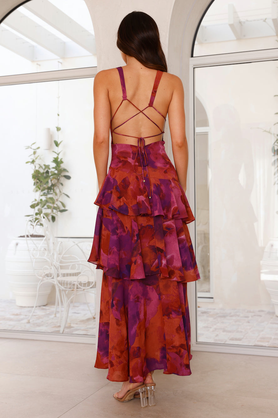 Layered Sleeveless Maxi Dress For Women With V Neck And Open Back Straps Layered Design