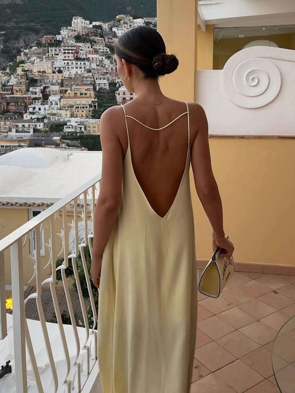 Women’s Open-Back Maxi Slip Dress With Subtle Keyhole Front Detail And Floor-Length Silhouette