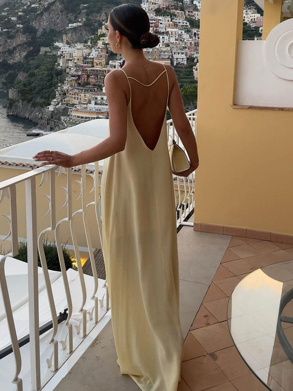 Women’s Open-Back Maxi Slip Dress With Subtle Keyhole Front Detail And Floor-Length Silhouette