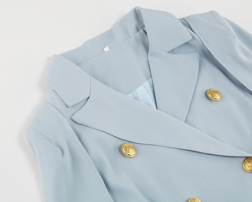 Cape Blazer Mini Dress With Belt And Gold Button Detail For Modern Everyday Wear And Events