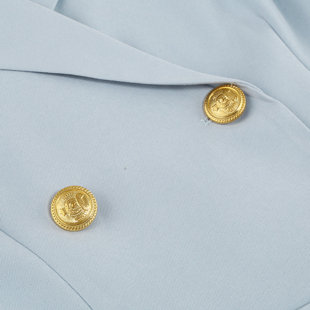 Cape Blazer Mini Dress With Belt And Gold Button Detail For Modern Everyday Wear And Events