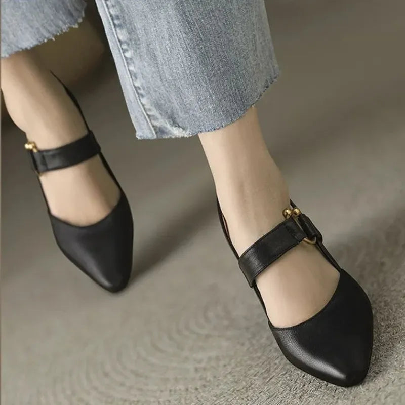Women's Pointed Toe Slingback Shoes With Block Heel And Strap Detail For A Chic Look