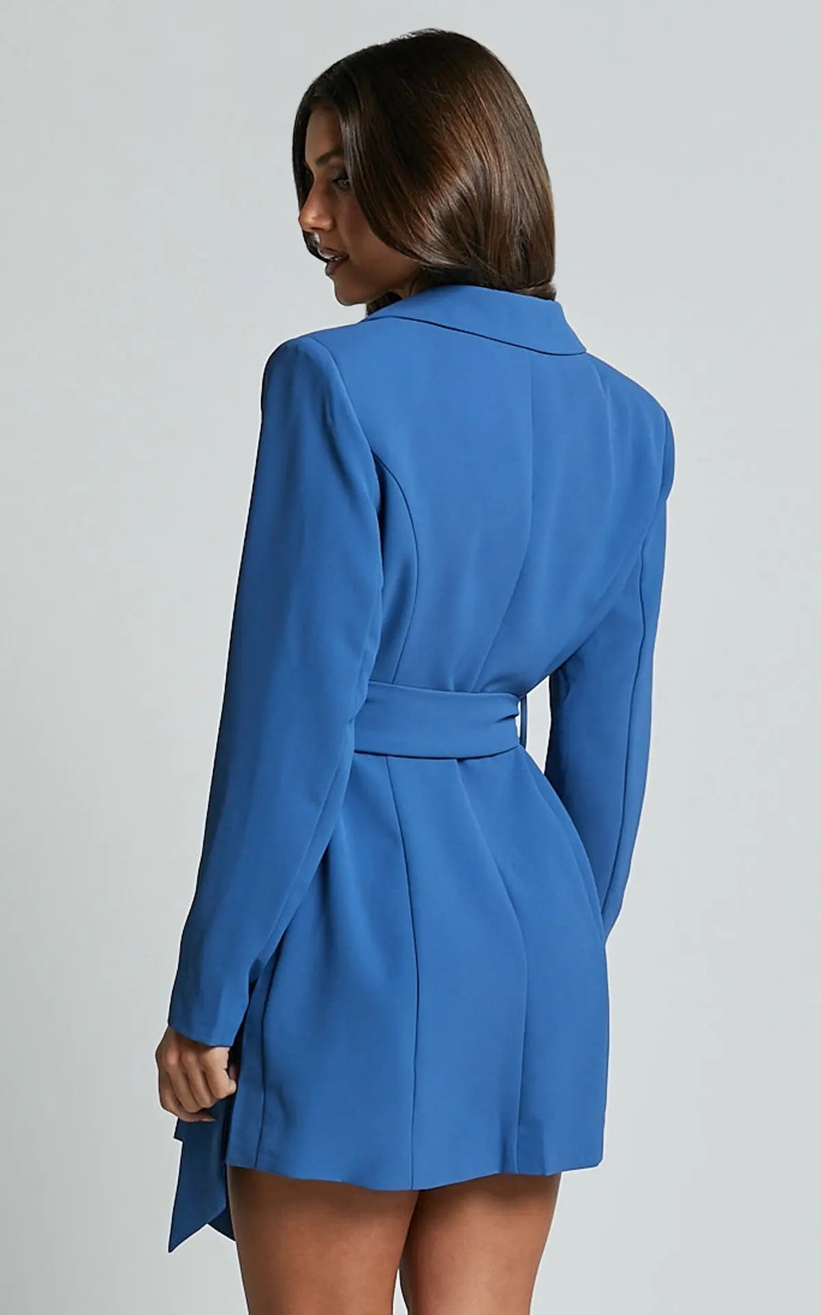 Women's Tailored Blazer Dress With Waist Belt For A Sleek, Structured Mini Silhouette