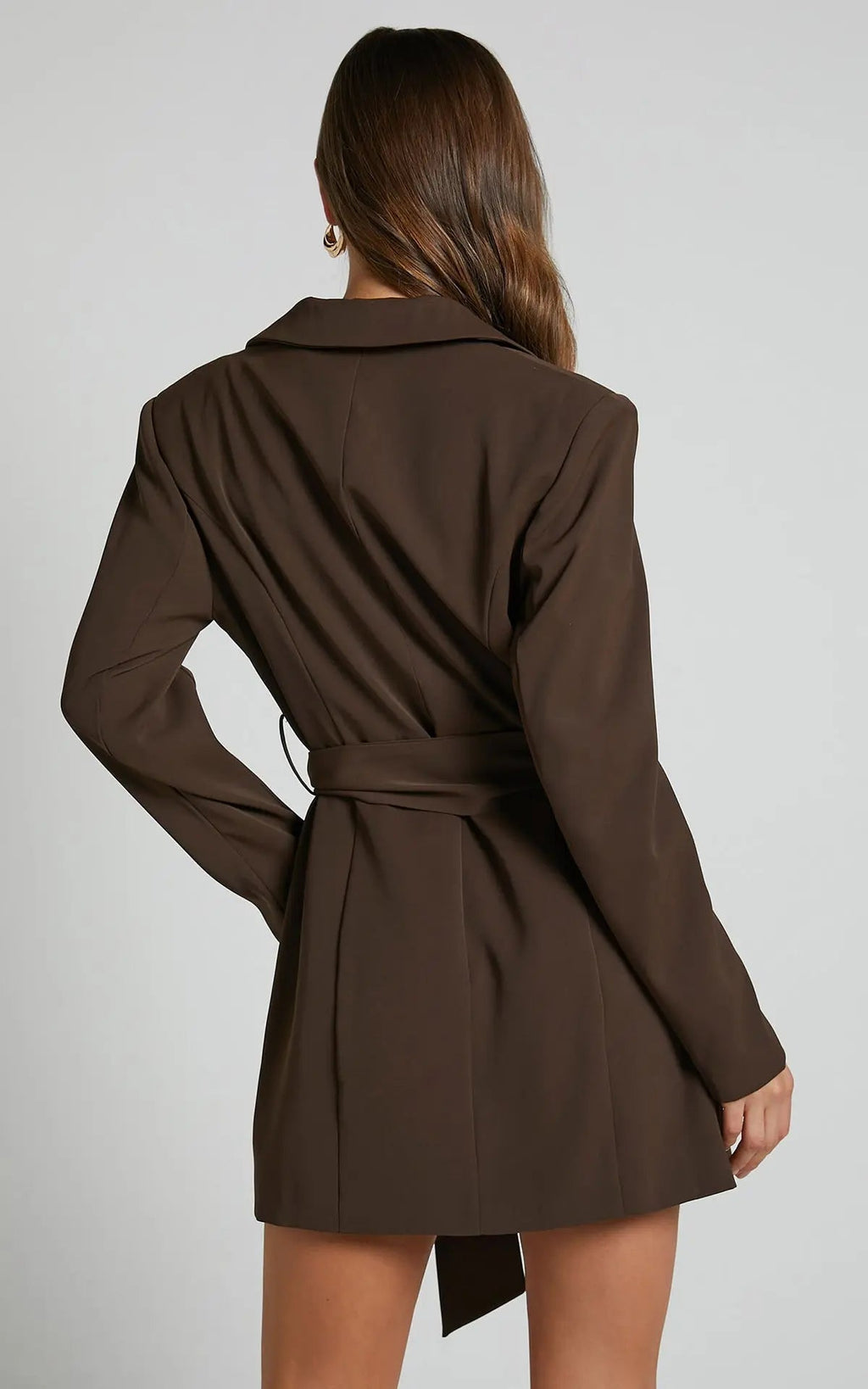 Women's Tailored Blazer Dress With Waist Belt For A Sleek, Structured Mini Silhouette