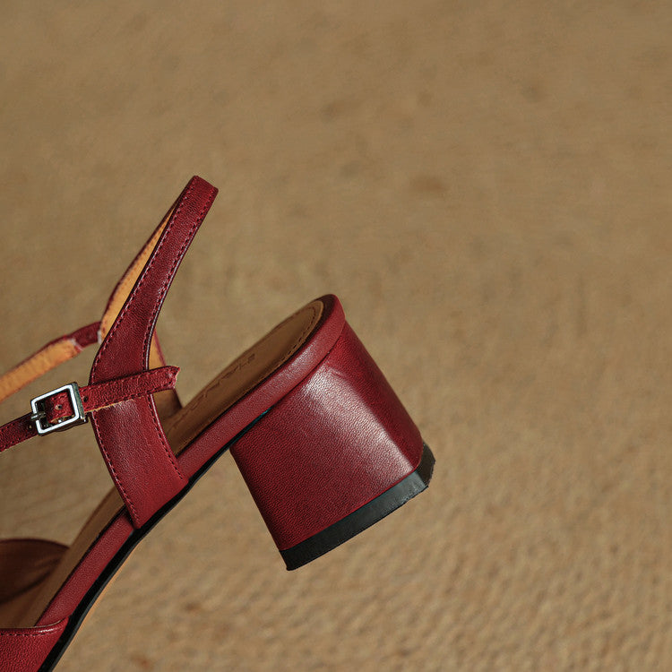 Women's Block Heel Slingbacks With Square Toe And Criss-Cross Ankle Strap, Side Buckle
