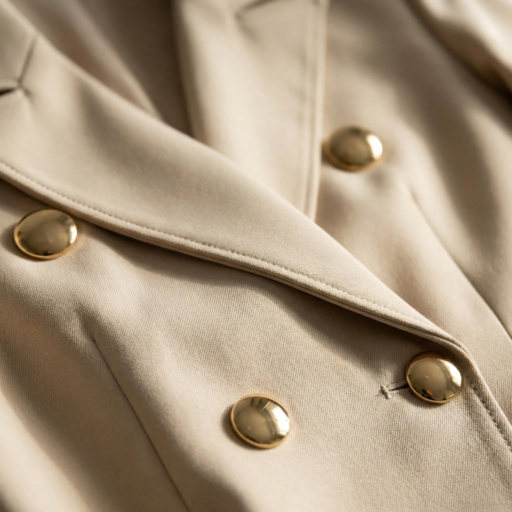 Women's Blazer Mini Dress With Double-Breasted Gold-Tone Button Front Closure Details