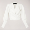 Women's Blouse With V-Neck And Puff Sleeves For Everyday Wardrobe And Timeless Styling
