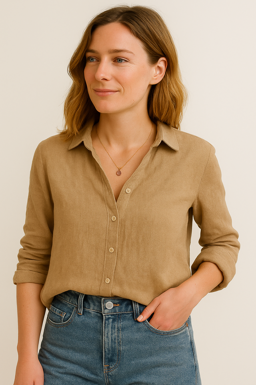 Women's Long Sleeve Blouse With Revere Collar And Relaxed Fit For Everyday Wear And Style