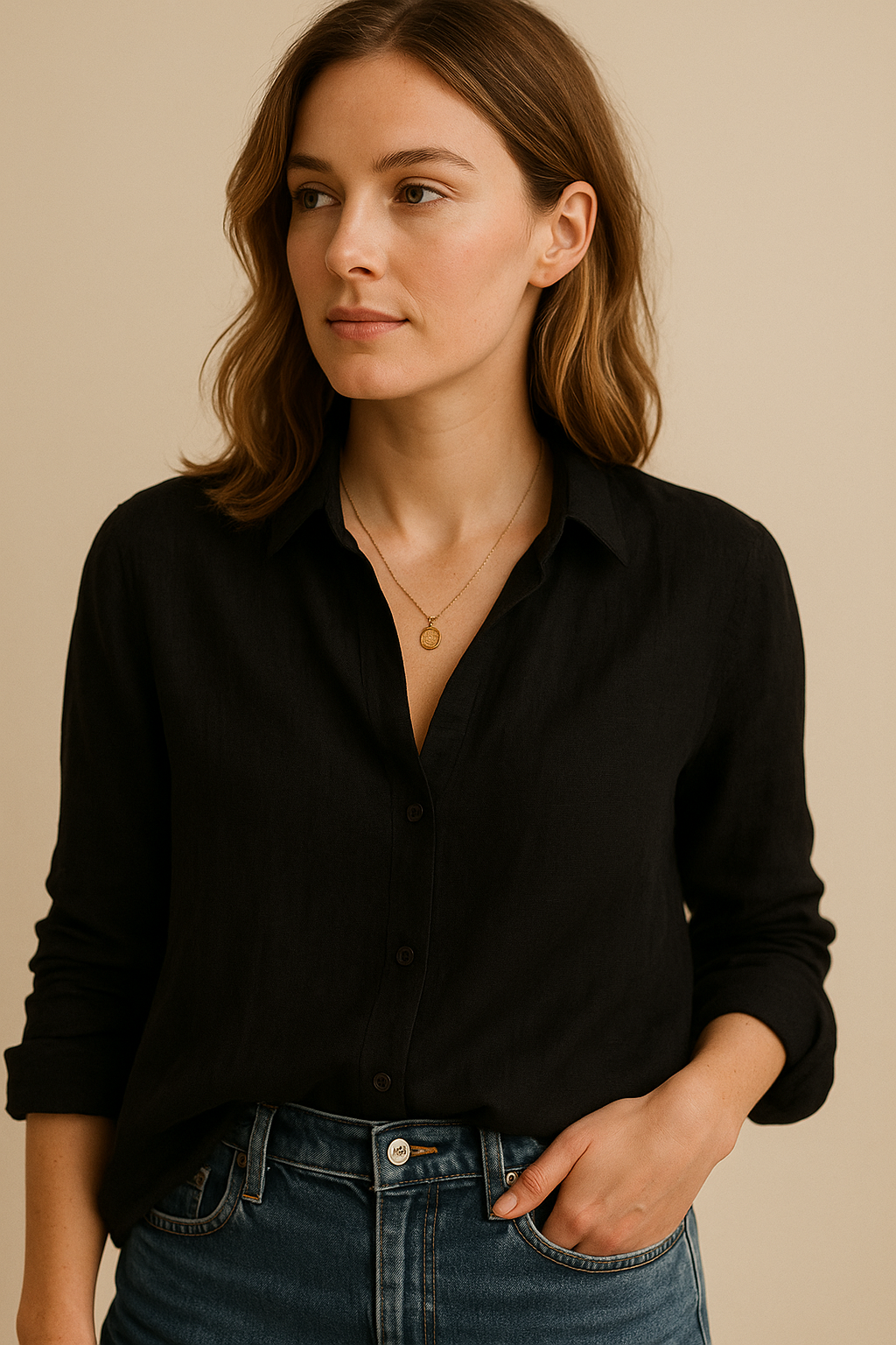 Women's Long Sleeve Blouse With Revere Collar And Relaxed Fit For Everyday Wear And Style