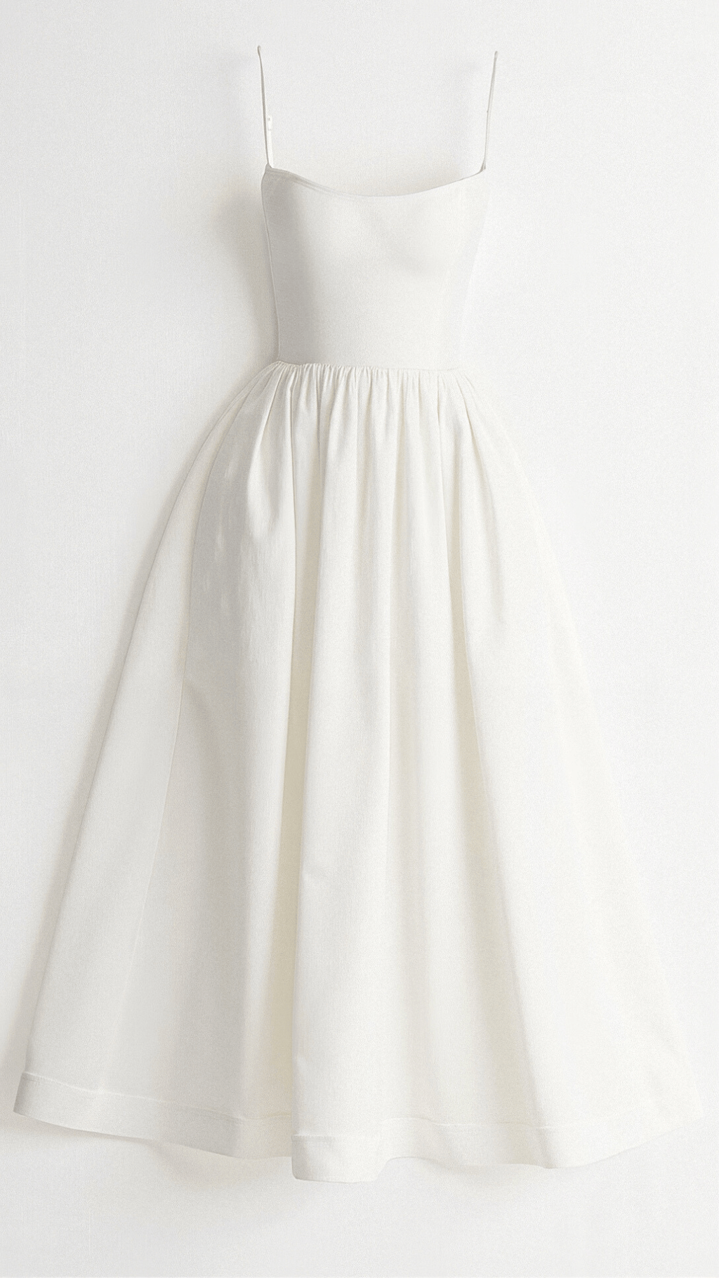Elegant Women's Midi Dress With Spaghetti Strap, Scoop Neckline, And Gathered A-Line Skirt