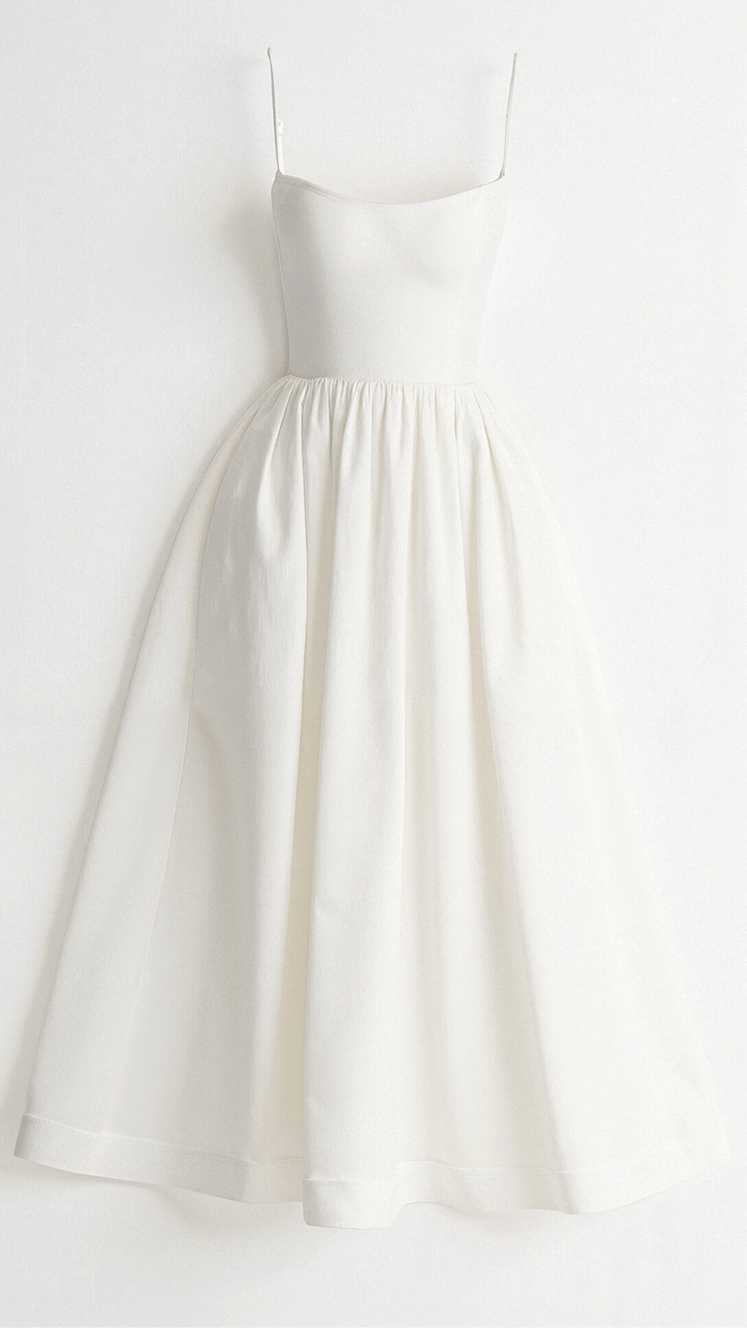 Elegant Women's Midi Dress With Spaghetti Strap, Scoop Neckline, And Gathered A-Line Skirt