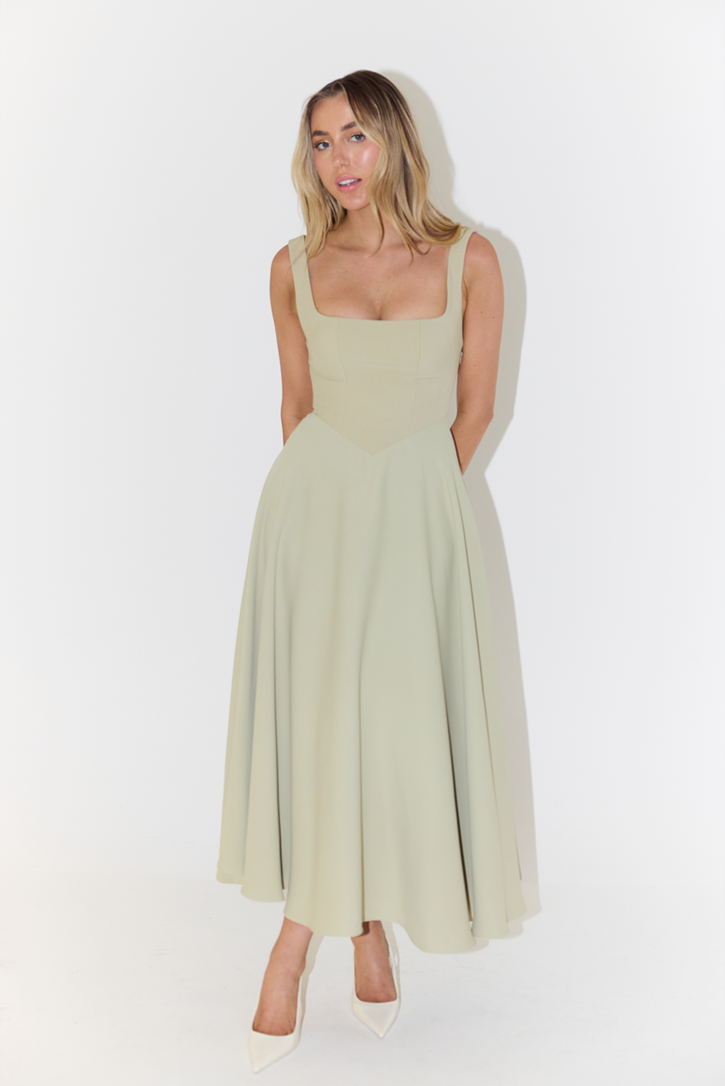 Women's Midi Dress Featuring A Flattering Fit, Cinched Waist, And Flowing Silhouette