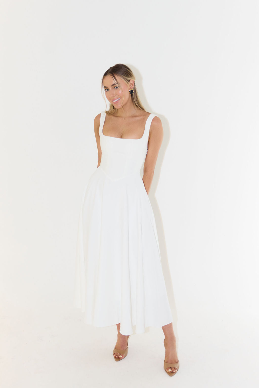 Women's Midi Dress Featuring A Flattering Fit, Cinched Waist, And Flowing Silhouette