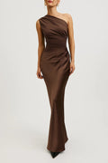 One-Shoulder Maxi Dress For Women With Sculpted Evening Silhouette And Modern Draped Finish