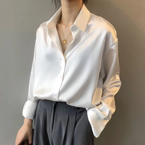 Avela Satin Blouse For Women With Relaxed Fit And Subtle Elegant Sheen Perfect Day To Night Wardrobe Essential