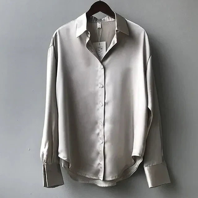 Avela Satin Blouse For Women With Relaxed Fit And Subtle Elegant Sheen Perfect Day To Night Wardrobe Essential