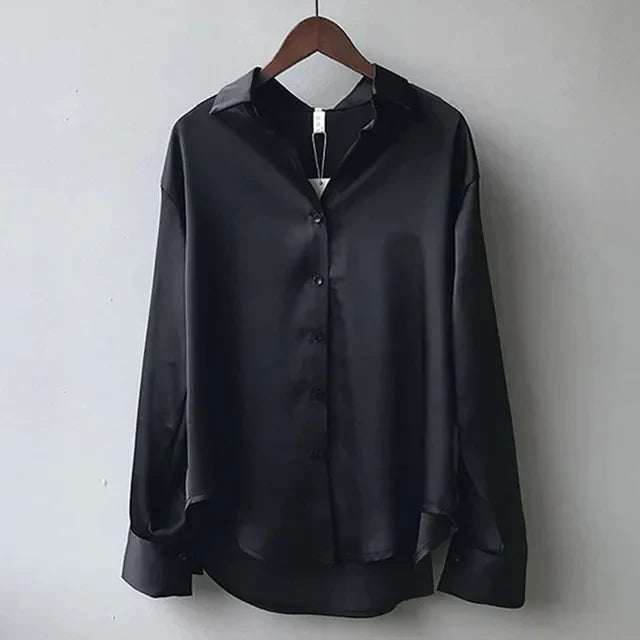 Avela Satin Blouse For Women With Relaxed Fit And Subtle Elegant Sheen Perfect Day To Night Wardrobe Essential