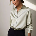 Avela Satin Blouse For Women With Relaxed Fit And Subtle Elegant Sheen Perfect Day To Night Wardrobe Essential