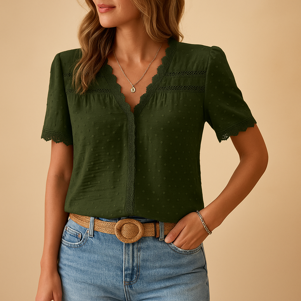 Women’s V-Neck Lace Blouse For Work And Occasions That Offers An Elegant Fit