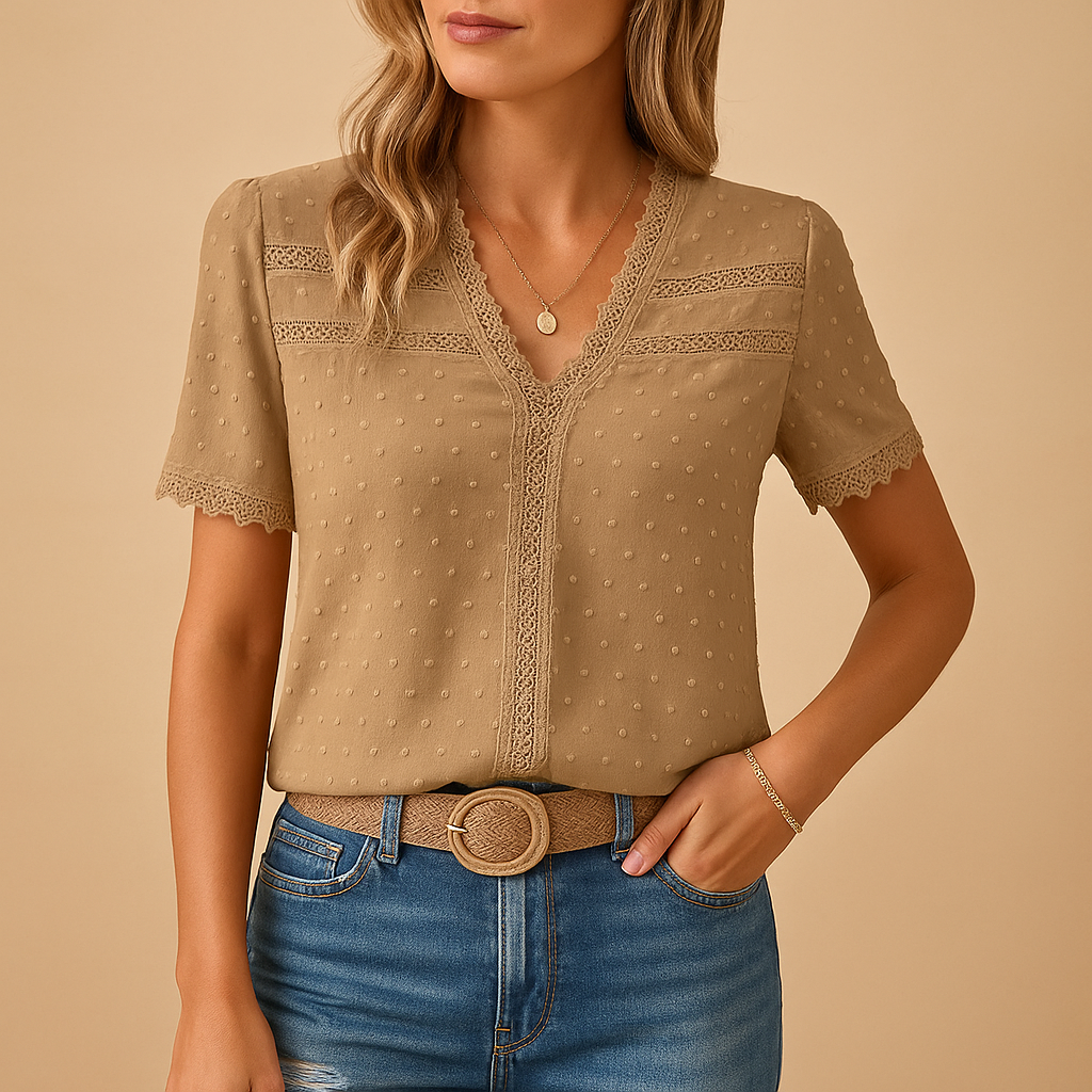 Women’s V-Neck Lace Blouse For Work And Occasions That Offers An Elegant Fit