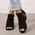Women's Block Heel Sandals With Peep Toe, Cutout Ankle Design, And Buckle Strap