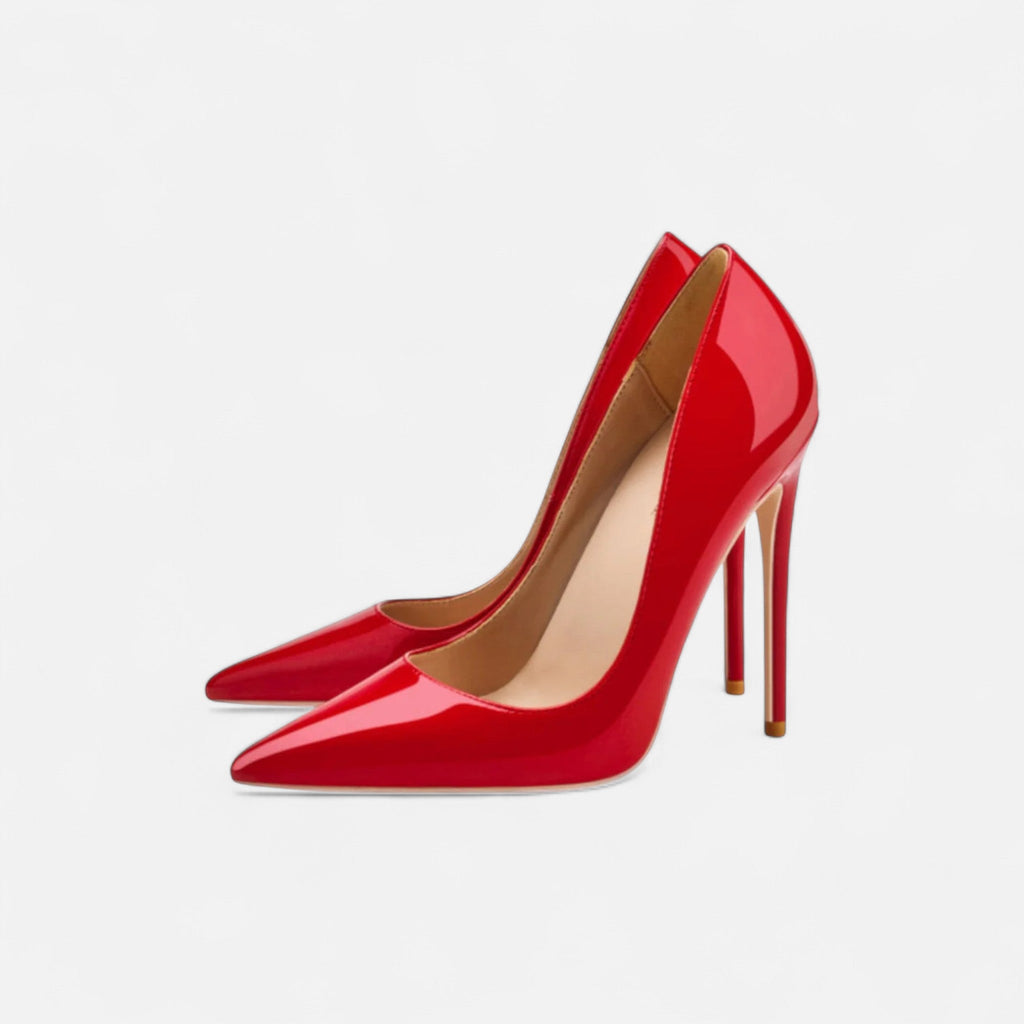 Women's Pointed Toe Patent Slip-On Stiletto Court Heels With Classic Silhouette Profile