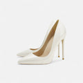 Women's Pointed Toe Patent Slip-On Stiletto Court Heels With Classic Silhouette Profile