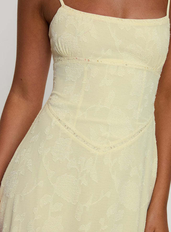 Women's Jacquard Floral Maxi Dress With Spaghetti Straps And Lace Up Back Style