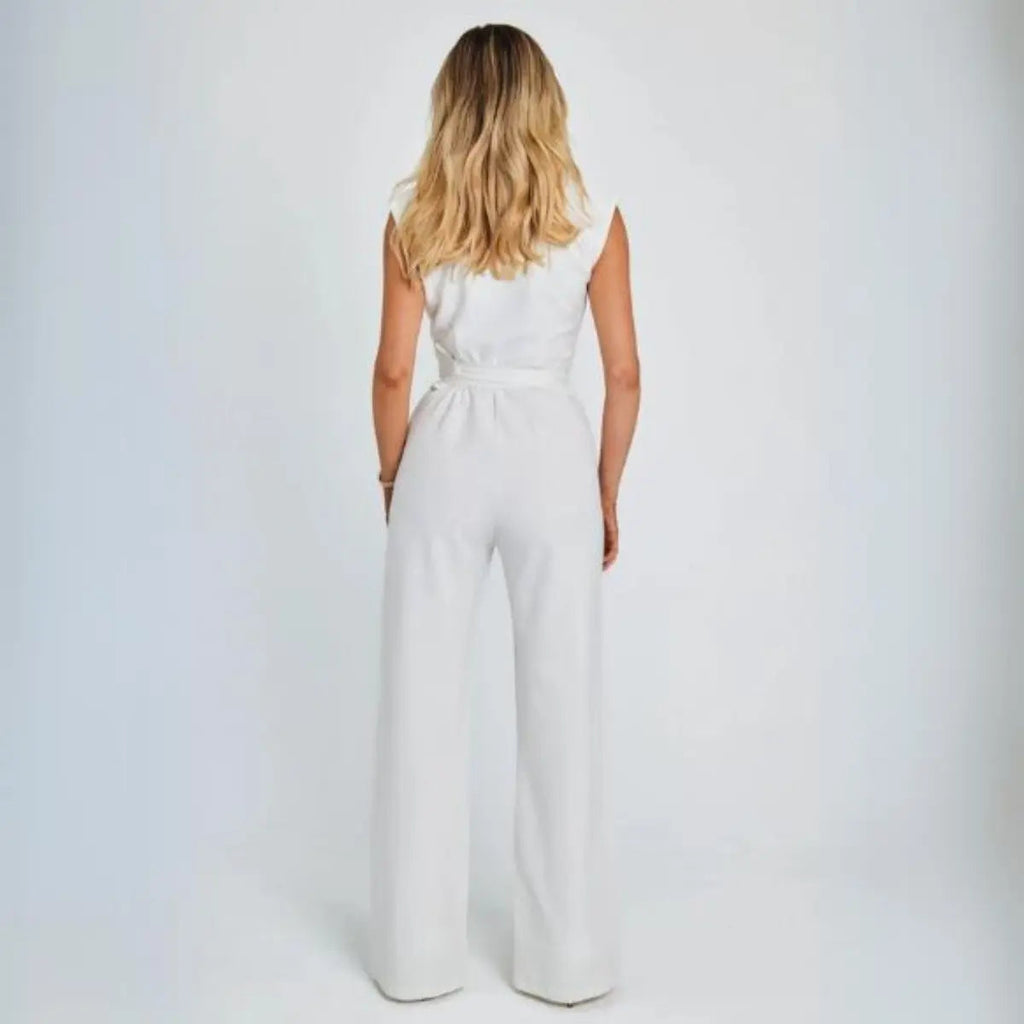Women's Sleeveless Tailored Jumpsuit Featuring High Waist And Tie Back Design For Modern Wardrobe