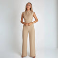 Women's Sleeveless Tailored Jumpsuit Featuring High Waist And Tie Back Design For Modern Wardrobe