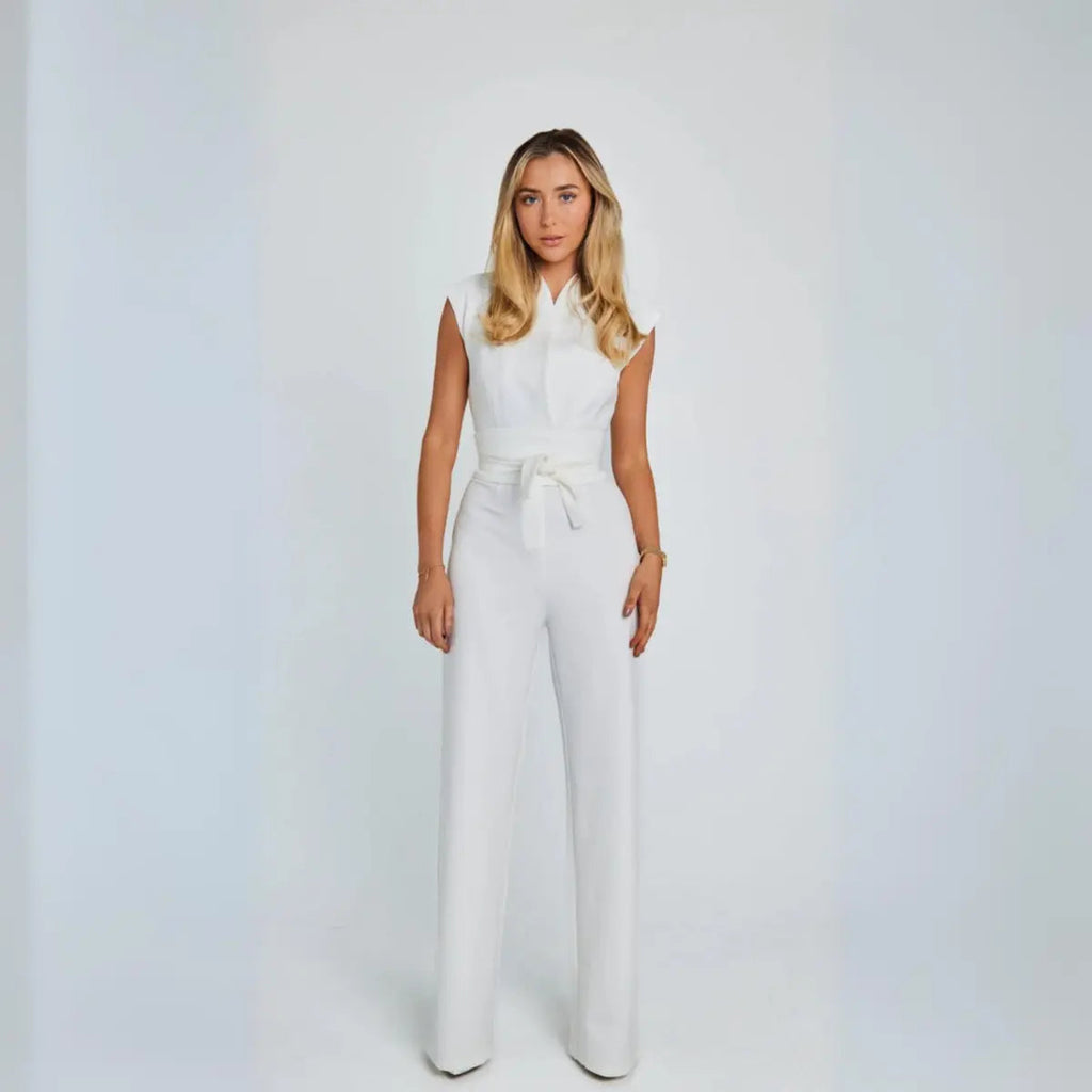 Women's Sleeveless Tailored Jumpsuit Featuring High Waist And Tie Back Design For Modern Wardrobe